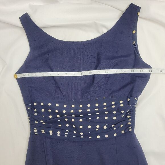 VINTAGE 60s dress Sue Brett navy blue two piece sheath with button back top S‎ - Picture 15 of 17